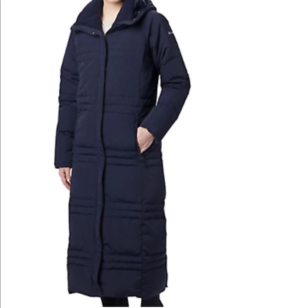 Columbia Ruby Falls Long Down Winter Navy Coat